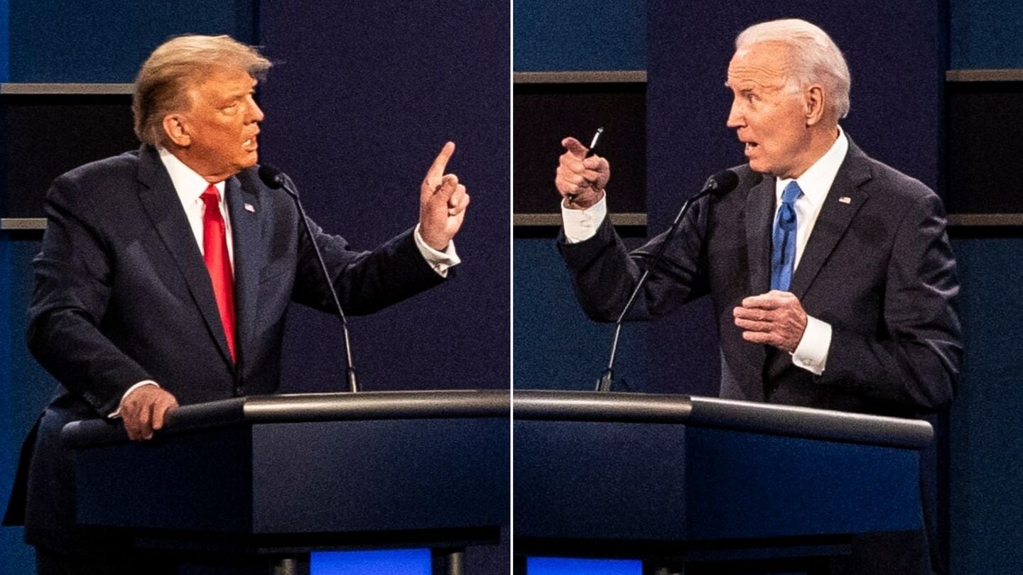 Donald Trump and President Biden at their October 2020 debate in Nashville.