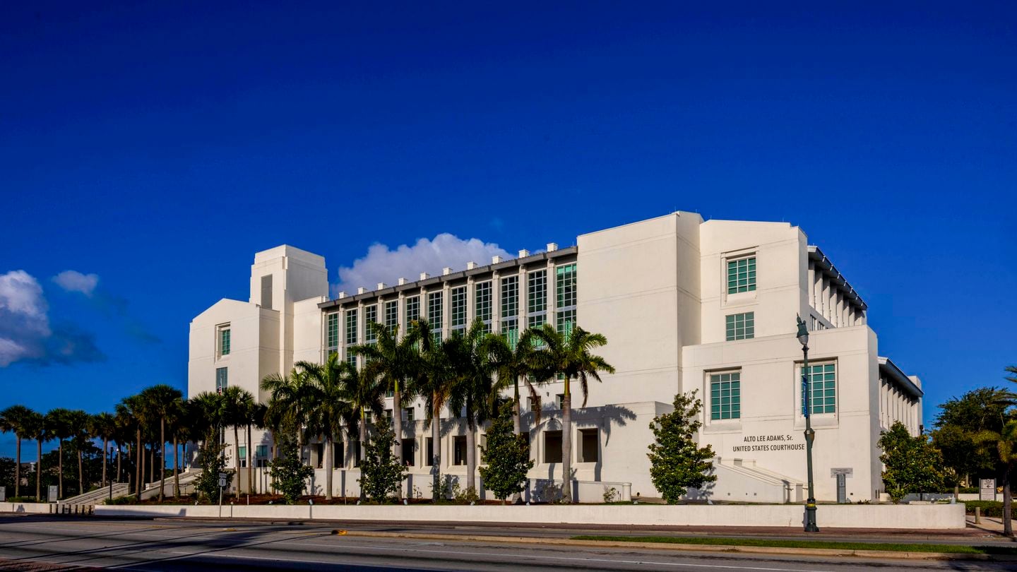 Alto Lee Adams Sr. US Courthouse, where Judge Aileen Cannon is presiding over the case in which former president Donald Trump is accused of illegally retaining classified documents after leaving office, in Fort Pierce, Fla.